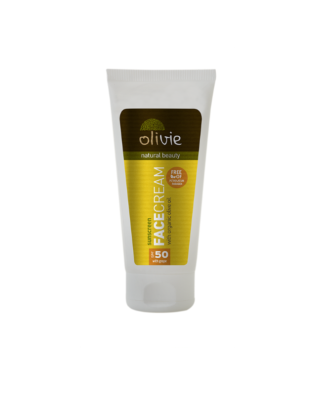 ΑΝΤΗΛΙΑΚΗ ΚΡΕΜΑ ΠΡΟΣΩΠΟΥ ME ΣΤΑΦYΛΙ SPF 50 OLIVIE 50ML
